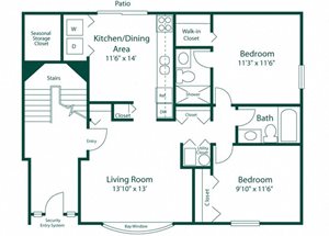 Maple Lane Apartment Unit Floor Plan